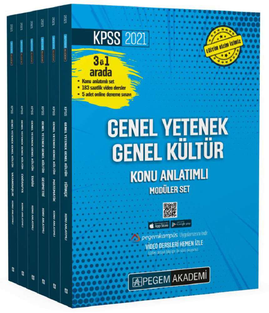 2021 KPSS Genel Yetenek Genel Kültür  Konu Anlatımlı Modüler Set (6 Kitap) + En Güncel Video Dersler + 5 Adet Online Deneme Sınavı