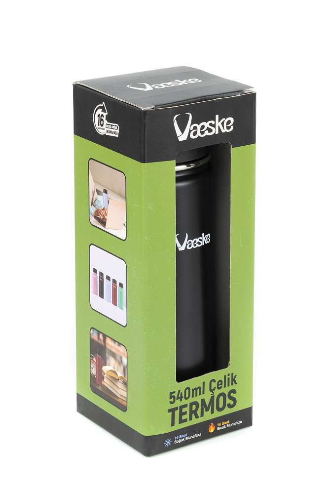 VAESKE ÇELİK TERMOS 540ML Siyah